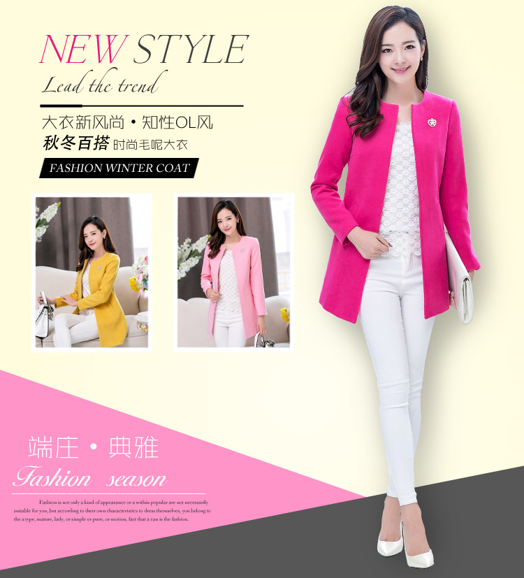2018 mùa thu mới collarless len coat Slim mỏng kích thước lớn phụ nữ của phụ nữ phần dài áo len thủy triều áo khoác nữ đẹp