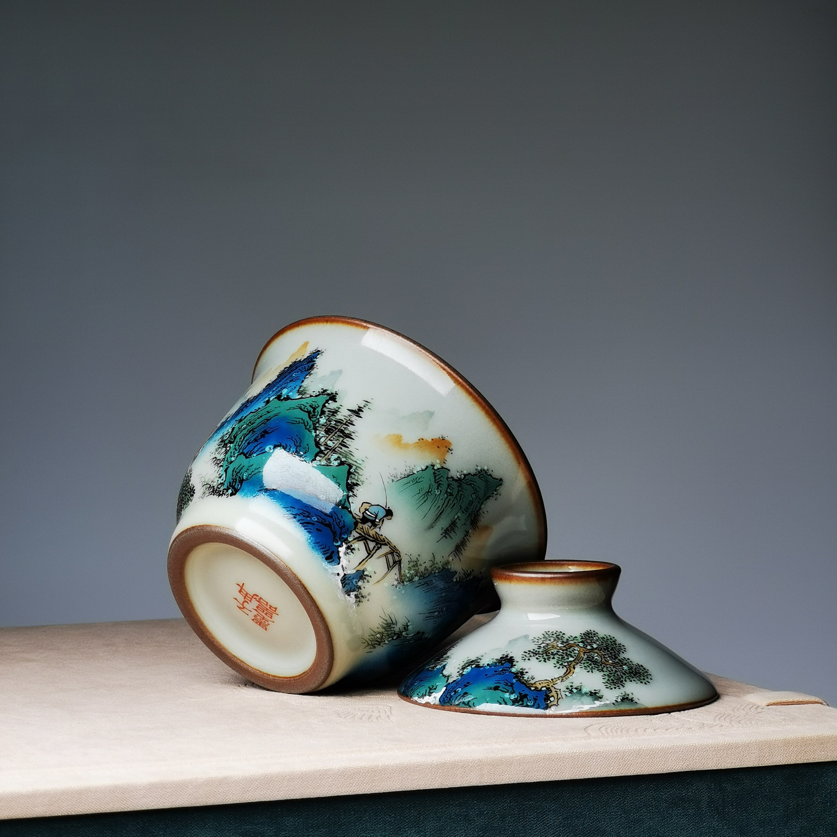 Green Landscape Ye Hua Ru Kiln Pink Green