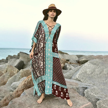 2021 new vintage thin long beach skirt loose large size vacation sunscreen swimsuit jacket blouse