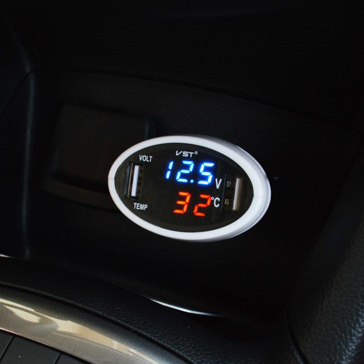 VST car multifunctional LED luminous electronic clock battery voltmeter indoor thermometer