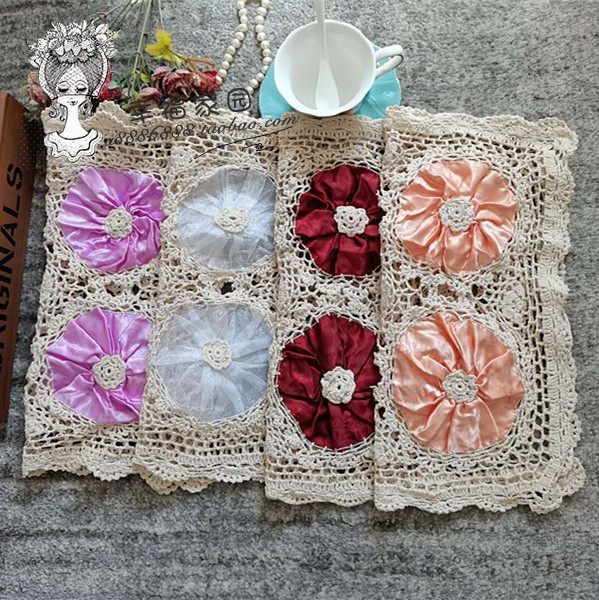 Foreign Trade Export Stocks Natural Color Pure Cotton Crochet Parquet With Cub Mat Dish Mat Small Cover Scarves.