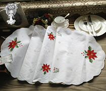 Foreign Trade Outlet Raw Single White Pure Cotton Dining Gold Thread Side Color Embroidered Table Flag Tea Towel Decorative Towels