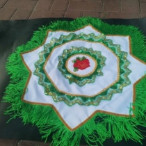 New yangko supplies Northeastern two-person large yangko singer silk turban double-sided floral linen yarn fabric with inner buckle lace