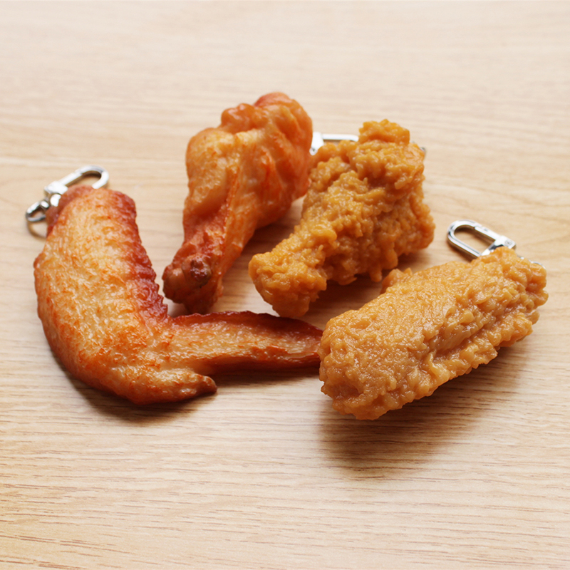 Want to Try? Come On! Internet-Famous Fried Chicken Leg Keychain, Orleans Chicken Wing Bag Charm for Students and Couples, Free Shipping