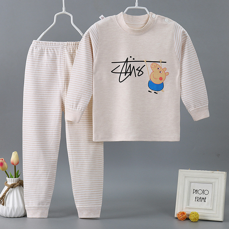 Spring Autumn Winter New Children's Dress Color Cotton Suit Boy Girl Girl Baby Autumn Clothes Sanitary Pants Home Clothing Two Sets