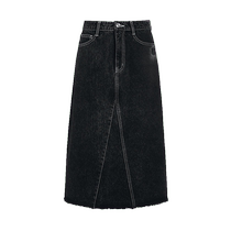 ELLASSAY 2024 early spring new style pure cotton Xinjiang cotton high waist casual denim mid-length skirt half skirt for women