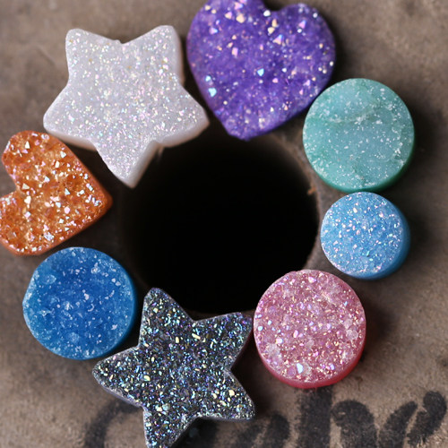 (Special) Natural stone rough crystal bud ring surface patch DIY jewelry accessories (0675F)