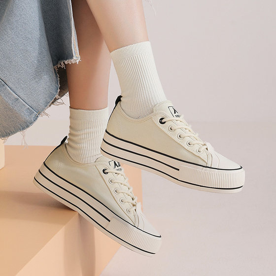 Renben code clearance white shoes women's spring canvas shoes trendy brand women's shoes men's biscuit sneakers versatile sports shoes