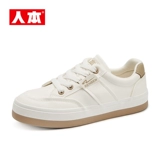 人本 Белые женские туфли, новинка 2025 года, весенняя женская обувь на плоской подошве, спортивные весенне-осенние кроссовки, повседневные 𫔮Корейская женская обувь