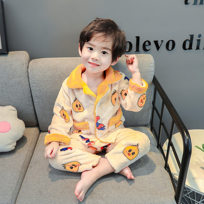 Child Sleepwear Autumn Winter Flannel 1 Year Old 3 Baby Thickened Child Boy Girl Coral Suede Winter Style Suit