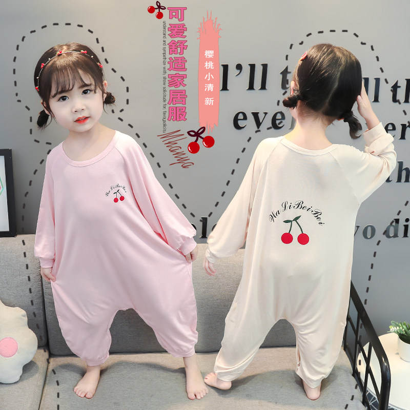 Children's one-piece pajamas summer thin section modal long-sleeved loose one-year-old baby air-conditioning clothing summer anti-kick sleeping bag