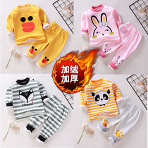 Infants and children half a year old one 1 two 2 three 3 male and female babies 4 years old plus velvet thickened thermal underwear autumn clothes autumn pants set