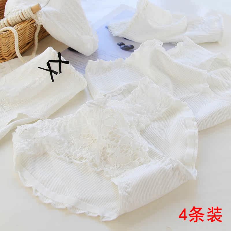 Underwear girl girl student All white sexy lace pure cotton low waist sweet and cute 2022 new bottom pants underpants 