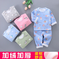 2-3-4-5-6-7-8 years old 9 children Girl Boy thermal underwear set plus velvet padded autumn trousers winter