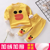 Children babies boys girls baby thermal underwear sets 0-1-2-3-4 years old 5 plus velvet thickened autumn and winter