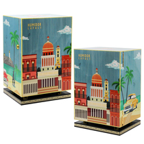 Lafuli cigar humidor three-layer piano lacquer Spanish cedar wood street scene beach pattern