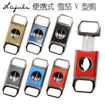 LAFULI cigar cutter portable V-shaped cigar cutter cigar pliers pure metal V-shaped blade carbon fiber