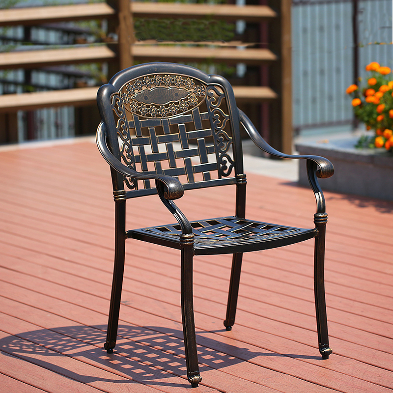 Shanlun Aluminum Desk and Chair Outdoor Villa Balcony Casual Chair Iron Art CourtyOutdoor Table and Chair Single-person Background Chair