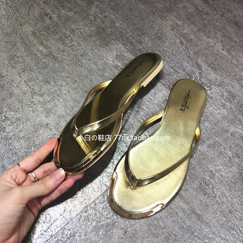 Dép xỏ ngón mùa hè dép lười bên ngoài mang giày đế bằng đi biển thời trang phải có giày da báo hoang dã - Dép giày quai hậu nữ
