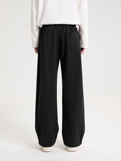 Black Zeming Men's Tethered Casual Pants 25 Winter New Elastic Waist Loose Versatile Multi-Pocket Sports Style Pants