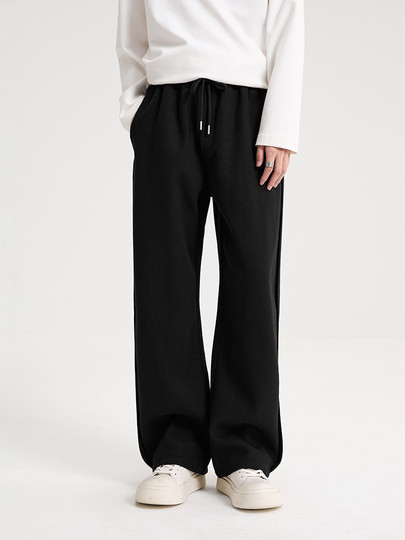 Black Zeming Men's Tethered Casual Pants 25 Winter New Elastic Waist Loose Versatile Multi-Pocket Sports Style Pants