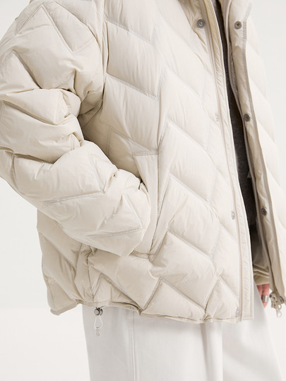 Geometric Quilted Down Jacket Men's 2025 Winter New Casual Warm Stand Collar Profile Casual Thickened Jacket