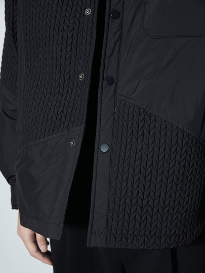 Black Zeming Men's Design Wheat Splicing Lightweight Shirt-Type Down Jacket Winter Loose Short Jacket