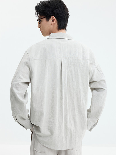 Black Zeming Men's Lyocell Textured Shirt 2026 Spring New Old Money Style Retro Loose Lapel Top