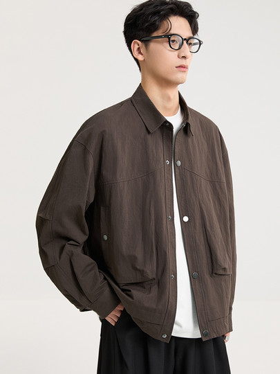 Black Zeming Men's Design Casual Lapel Jacket 2025 Autumn New Versatile Commuting Loose Workwear Jacket