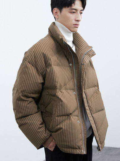 Men's stand-up collar down jacket winter new trendy casual loose high-end warm bread coat thickened jacket