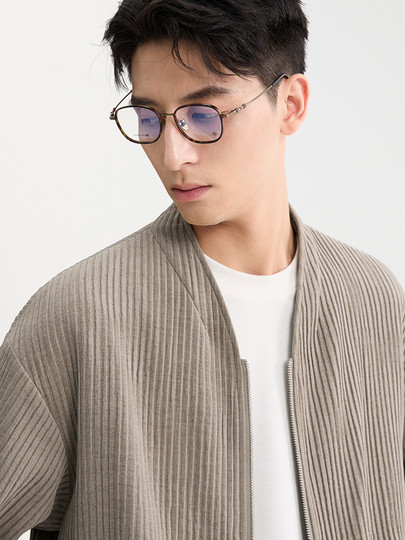 Black Zeming men's high-end corduroy robe collar jacket 2025 autumn new Korean style commuting loose jacket