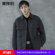 Black Xenming mens loose double-sided jacket winter New woolen jacket loose tooling casual woolen jacket