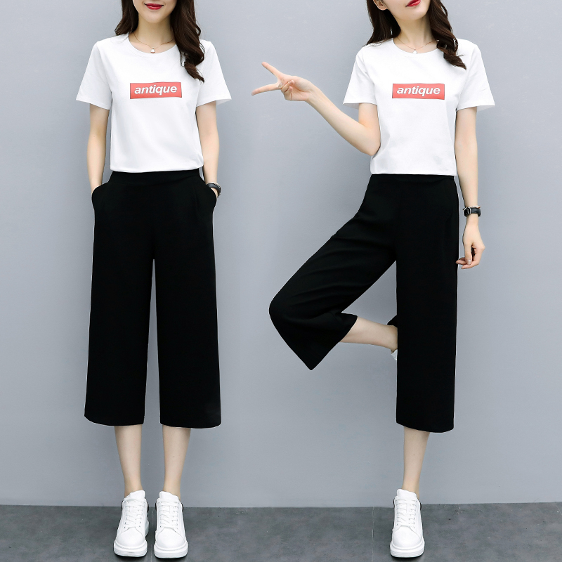 New High-Waisted Cropped Wide-Leg Pants for Women, Summer Chiffon Black Thin Drapey Wide-Leg Trousers, Korean Style Casual Loose Pants