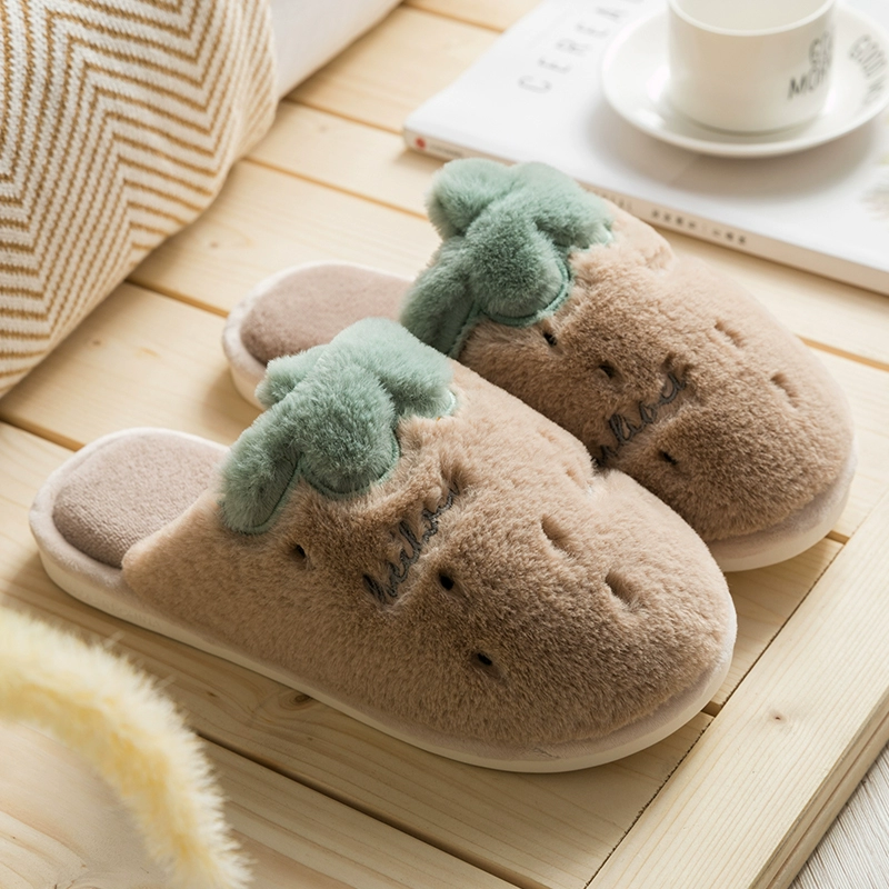 Nữ dép bông dễ thương plush nhà trong nhà mùa đông nam vài trượt ấm mùa đông Bà tháng giày nhà 