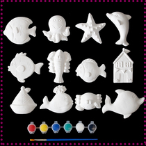 Children painted plaster dolls Graffiti Parent-Child Painted Puzzle Toys handmade creative materials Ceramic white mold