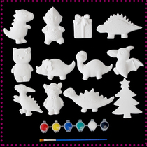 Plaster dolls painted children handmade diy to make creative animal plaster Painted Puzzle White Molds color graffiti