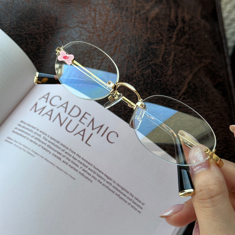 Naniwong's Same Style Ultra-Light Pure Titanium Frameless Metal Oval High-End Frame with High Intelligence and Anti-Blue Light Features