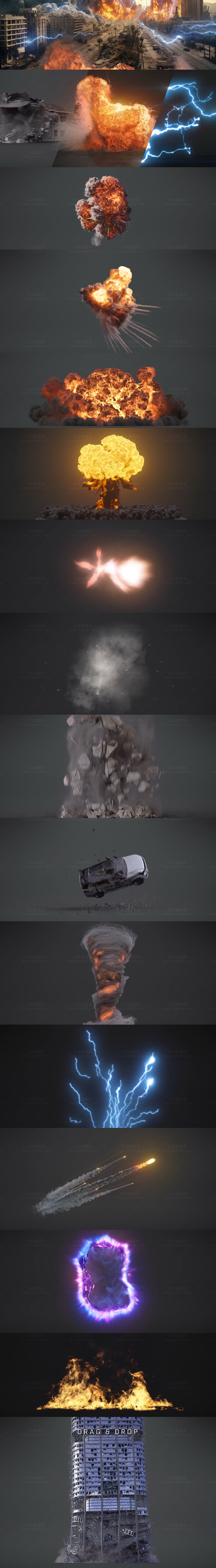 魔法能量风暴激光流星火焰战斗爆炸特效4K视频素材+音效V2