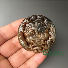 Украшения на шею 古玩玉器收藏仿古岫玉龙凤吊坠天然玉石挂件仿古龙风福寿如意玉壁