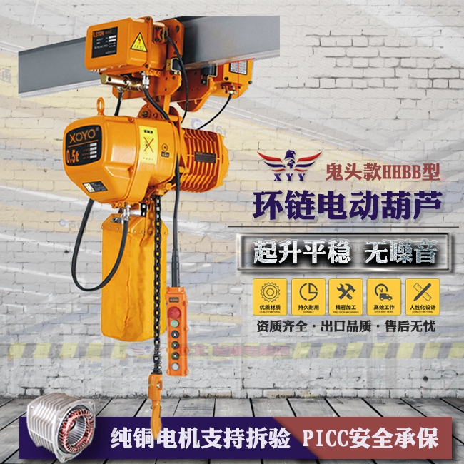 Ghost Head Chain Electric Hoist 1t 2t 3 Tons Hook/Run Type 380V Chain Lifting Crane Cargo Elevator Lift