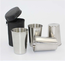 Stainless steel wine glass four-piece set Travel teacup water cup Outdoor bar dining glass sub liquor 