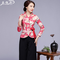 Autumn modified cheongsam top short deerskin velvet nine-point sleeve Tang dress two-piece Chinese mother dress wedding dress