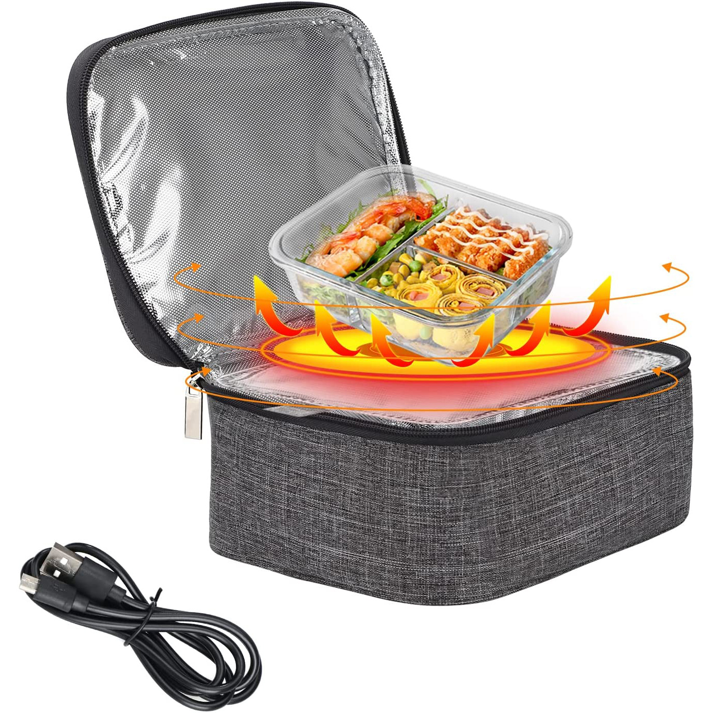 USB Heating Lunch Box On-board Thermostatic Heating Packs Lunch Bag hand electric heat insulation Insulation Cold Bag Spot-Taobao