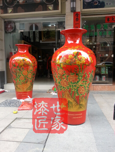 正宗传统麻布胚福州脱胎漆器花瓶开业|乔迁礼品1米8落地大花瓶-淘宝