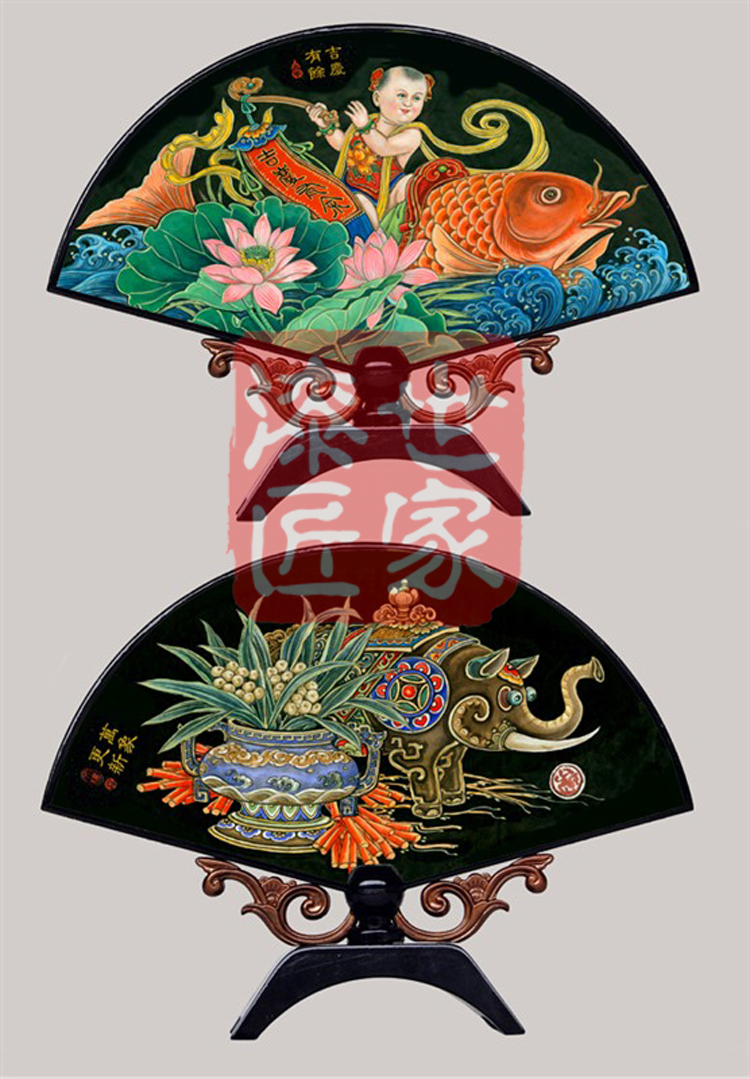 Foreign Affairs Business Companion Gift Traditional Featured Crafts Gift Fuzhou Lacquer Fan Screen Desk Screen Giqing More Than