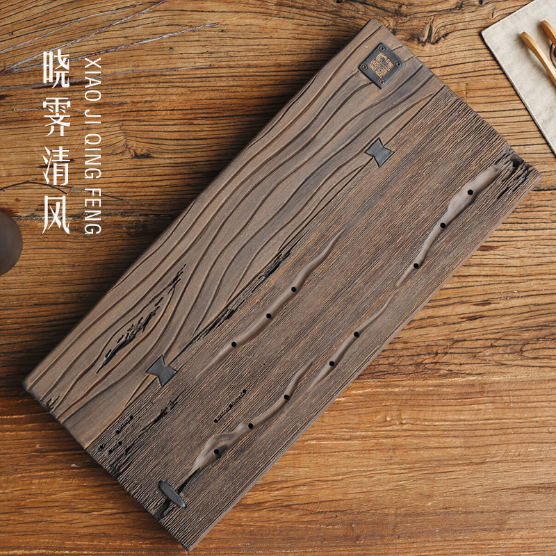 Xiao Ji Coarse Pottery Imitation Wood Grain Tea Tray Pure Handmade Tea Table Savings Water Style Small Dry Foam Pan Kongfu Tea Sea Tea Set