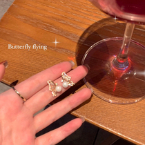 Small hearing-in pearl butterfly earrings earrings 2022 new wave delicate 100 hitch-ear clip women without earbuds earrings