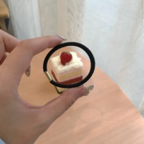 Korean simple and wild small hair ring hole Hyo-jin with black leather band elastic hair rope jewelry special F024