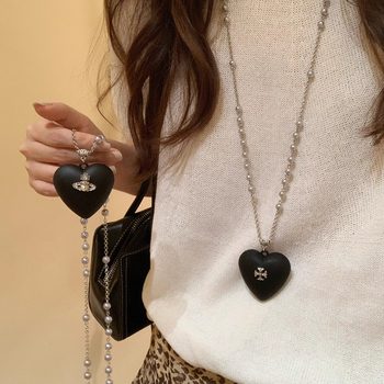 Private server bi equipment ~ black cross love long necklace