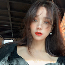 Wang fried section~eight-pointed star moon temperament earrings female Korean simple and wild stud earrings personality asymmetrical ear clip